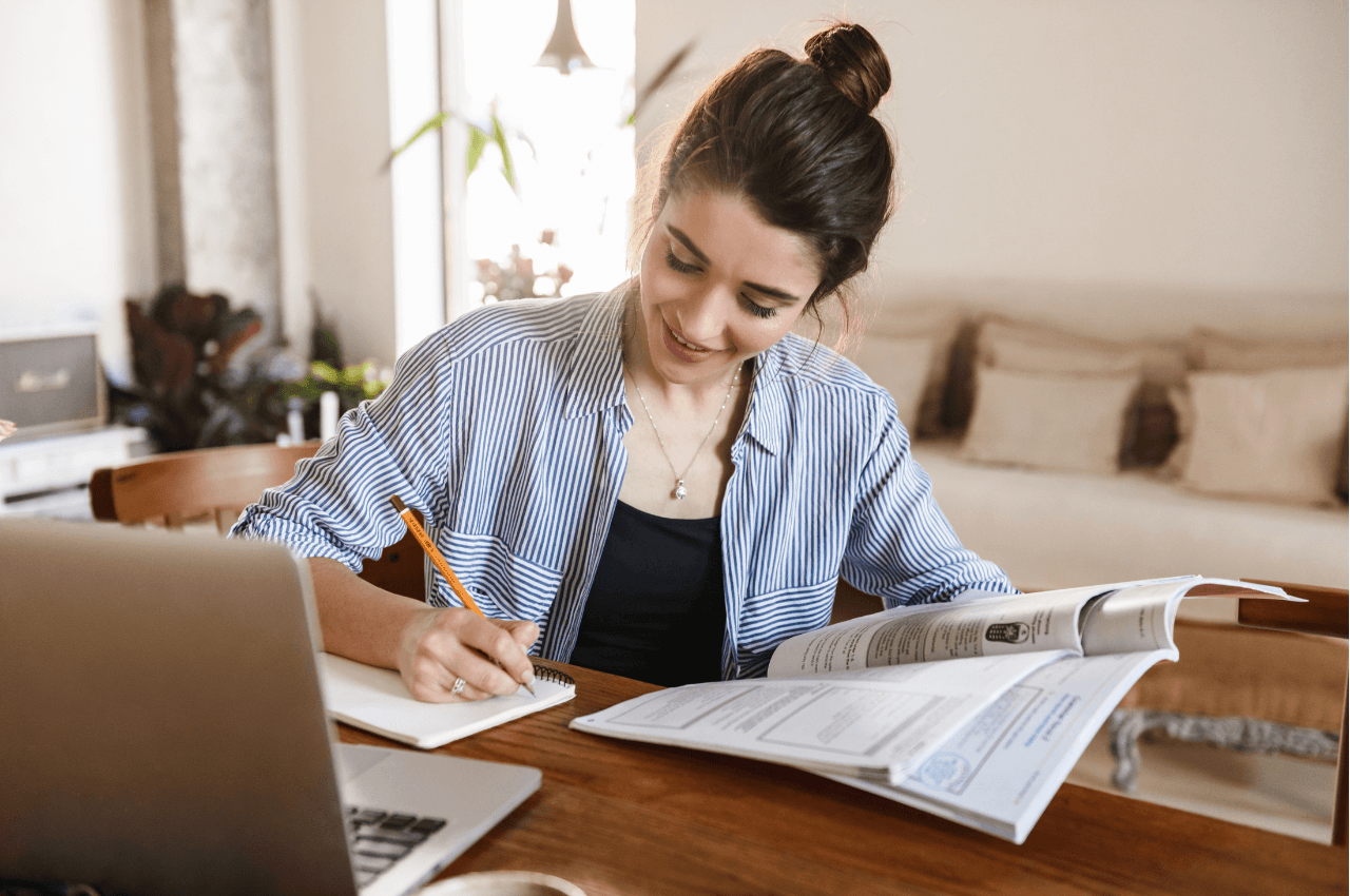 woman studying